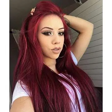 Burgundy Silk Straight Human Hair Wigs Glueless 360 Lace Frontal Hair 150% Density Pre Plucked Hair for Black Women by Estelle Wig (12inch, 360 wig)