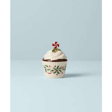 Lenox 886642 Holiday Bakeshop Cupcake Candy Dish, Christmas Hosting