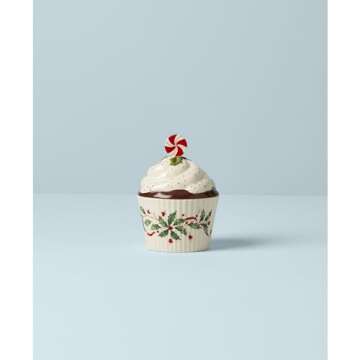 Lenox 886642 Holiday Bakeshop Cupcake Candy Dish, Christmas Hosting