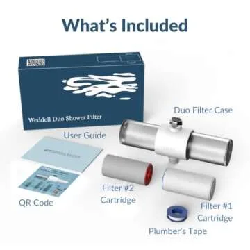 Weddell Duo Shower Filter - NSF Certified Shower Filter, High Pressure Activated Carbon Filter, Removes Chlorine, PFAS & Particulates, Clinically Tested For Healthier Skin & Hair (White)