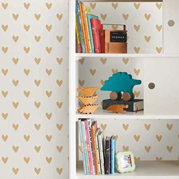 Stylish RoomMates Gold Hearts Peel and Stick Wallpaper