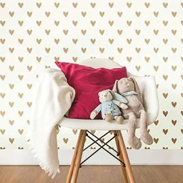 Stylish RoomMates Gold Hearts Peel and Stick Wallpaper
