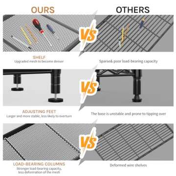 Clussbin Garment Rack Hanging Clothes Heavy Duty Clothes Rack, 3 Tiers Adjustable Wire Shelving Meta...