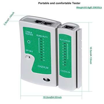 CHZHLM Updated Network Cable Tester LAN Cable Test Support POE Network Cable Tool for RJ45/RJ11/RJ12...