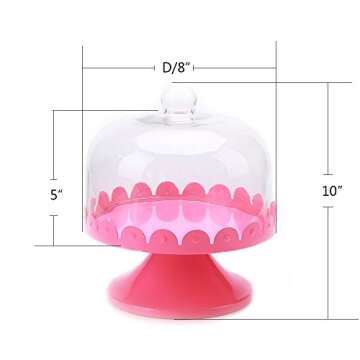 Z1021 Pink Metal Cake Stand/Tray/Salver/Container/Home Kitchen Gift with Glass Dome