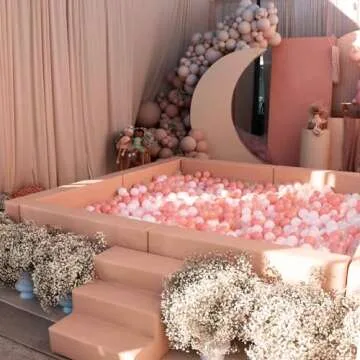 GOGOSO Balls for Ball Pit - Ocean Ball for Toddlers 1-3, Ball Pool with Color Pink Light Pink, White, Transparent and Storage Mesh Bag, 100 pcs, 2.2 Inch