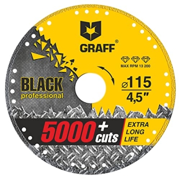 GRAFF Black Cut Off Wheels 4 1/2 Inch - Diamond Metal Cutting Disc for Angle Grinder 4.5 Inch - 60x ...