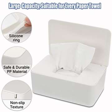 NOVWANG Wipes Dispenser, Baby Wipe Holder, Keeps Wipes Fresh, Refillable Wipe Container Baby Wipes Case for Bathroom Wipes Pouch Case, White