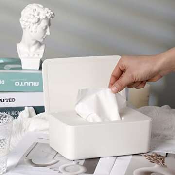 NOVWANG Wipes Dispenser, Baby Wipe Holder, Keeps Wipes Fresh, Refillable Wipe Container Baby Wipes Case for Bathroom Wipes Pouch Case, White