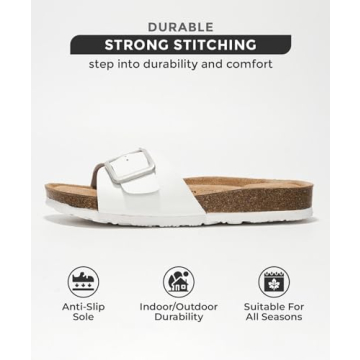 Project Cloud 100% Genuine Leather Sandals Women Dressy Summer Beach Essentials - Flip Flops & Slides for Women w/Memory Foam Insole Womens Sandals Comfortable - Women Footwear (Ibiza, Off-Whi, 8)