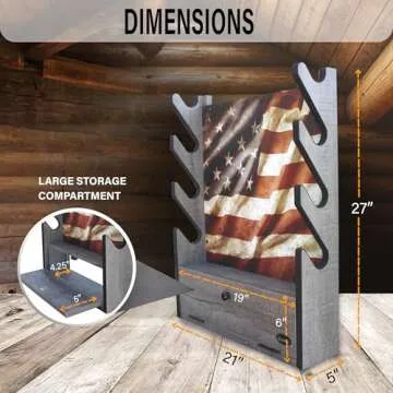 Rush Creek Creations Patriotic Gun Rack for 4 Guns Display