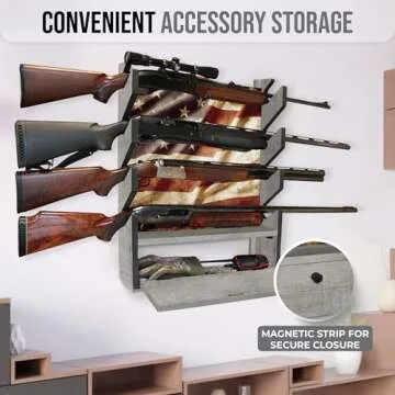 Rush Creek Creations Patriotic Gun Rack for 4 Guns Display