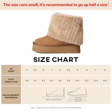 Pasuot Platform Fur Boots for Women - Genuine Cow Suede Platform Furry Faux Fur Boots, Fuzzy Fleece Lined Ankle Boots, Warm Winter Classic Short Mini Bootie for Indoor Outdoor, Anti-slip Sole, 10