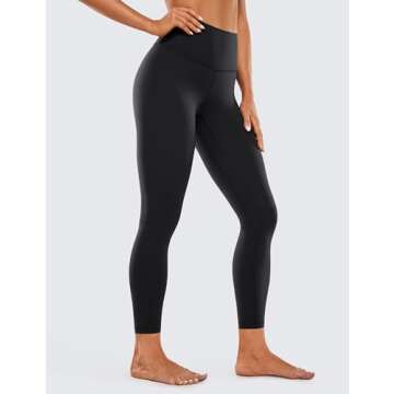 CRZ YOGA Womens Brushed Naked Feeling Workout Leggings 25" - High Waisted Gym Compression Tummy Control Yoga Pants Black Small