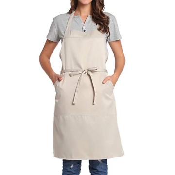BIGHAS Adjustable Bib Apron with Pocket - 18 Colors, Extra Long Ties for Cooking