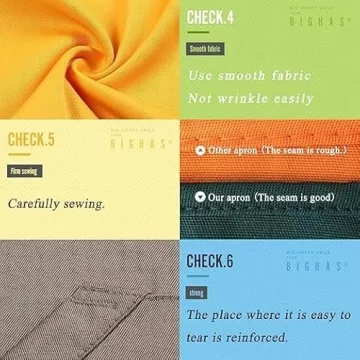 BIGHAS Adjustable Bib Apron - 18 Colors & Pocket