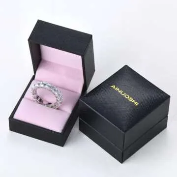 AINUOSHI Emerald Cut Eternity Band CZ Engagement Ring