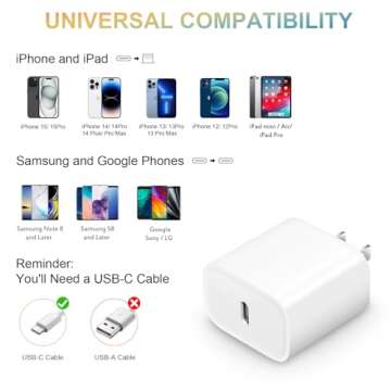 iPhone 16 Charger Block, USB C Charger Block for iPhone 16 15 14 13 12 11 Wall Charger Fast Charging 20W Power Adapter Cube for iPhone, iPad, Google, Samsung and More