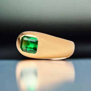 Bezel Set Emerald Cut Green Emerald Wedding Band