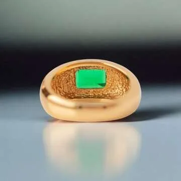 Bezel Set Emerald Cut Green Emerald Wedding Band