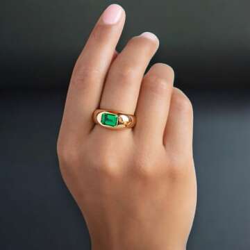 Bezel Set Emerald Cut Green Emerald Wedding Band