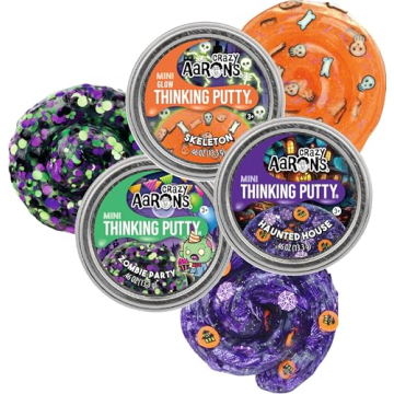 Crazy Aaron's Putty Mini Tins Halloween 2024 Bundle Featuring Haunted House, Zombie Party and Skelet...