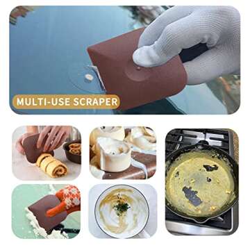 Cast Iron Cleaner Chainmail Scrubber with Pan Scraper, Upgraded Handle Cast Iron Scrubber Brush 316 Chain Mail Scrubber for Cast Iron Pan, Iron Skillet, Grill Dutch Oven Metal Brush Cleaning Castiron