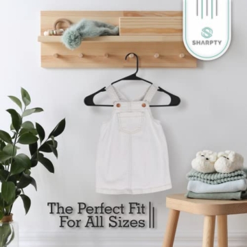 Sharpty Plastic Hangers Durable Space-Saving 50 Pack Black