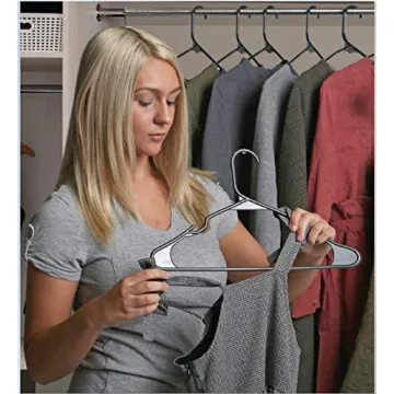 Sharpty Plastic Hangers Durable Space-Saving 50 Pack Black