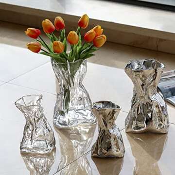 CYL Home Unique Hand-Blown Glass Vase for Stunning Decor