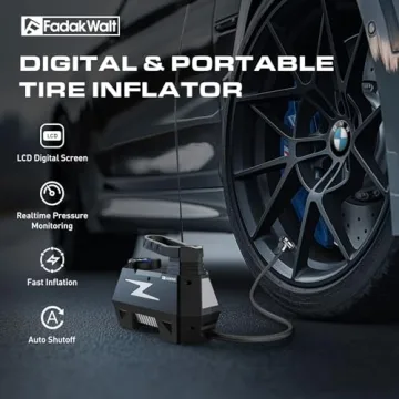 FADAKWALT Tire Inflator with LED Light & 150PSI Gauge