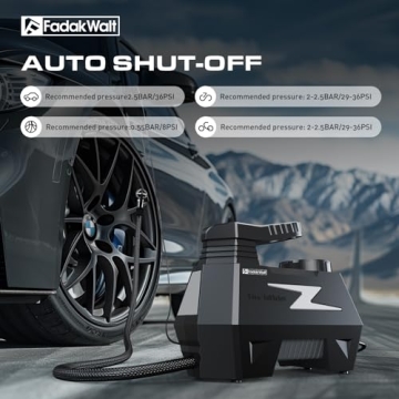 FADAKWALT Tire Inflator with LED Light & 150PSI Gauge