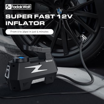 FADAKWALT Tire Inflator with LED Light & 150PSI Gauge