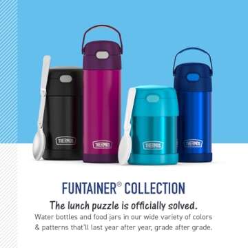 THERMOS FUNTAINER 10 Ounce Stainless Steel Vacuum Insulated Kids Food Jar with Spoon, POKEMON