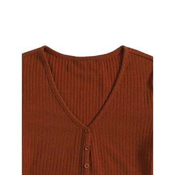 SweatyRocks Women's Summer Short Sleeve Tee Distressed Ripped Crop T-Shirt Tops Rust Brown M