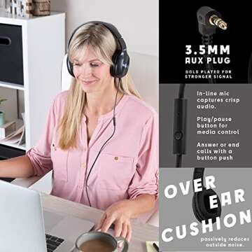 Sonitum Bulk Kids Headphones for School with Microphones - 5-Pack On-Ear 3.5mm Wired Headphones for ...