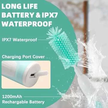 Electric Bottle Brush Cleaner, Rechargable Electric Baby Bottle Brush for Travel, Waterproof Electric Bottle Cleaner Set with Nipple & Straw Brush, Perfect Essentials Gift for Mom After Birth, Green