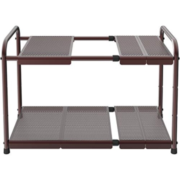 2 Tier Expandable Metal Shelf Organizer for Clutter-Free Spaces