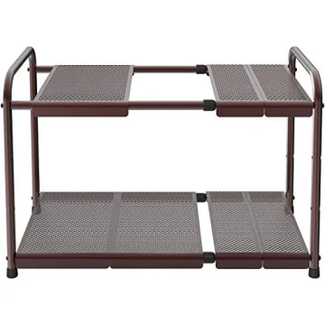 2 Tier Expandable Metal Shelf Organizer for Clutter-Free Spaces
