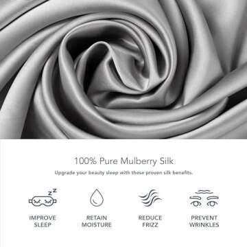 Fishers Finery 25mm 100% Pure Mulberry Silk Pillowcase, Good Housekeeping Winner (Silver, Queen)