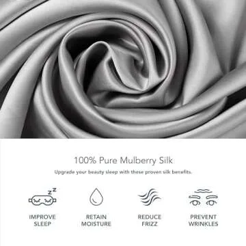 Fishers Finery 25mm 100% Pure Mulberry Silk Pillowcase, Good Housekeeping Winner (Silver, Queen)