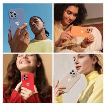 LUHOURI for iPhone 14 Pro Max Case with Screen Protector - Wireless Charging Compatible - Enhanced Camera Cover - Protective Silicone Phone Case with Cute Heart Design for Women 6.7" - Grape Purple