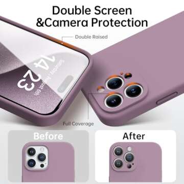 LUHOURI for iPhone 14 Pro Max Case with Screen Protector - Wireless Charging Compatible - Enhanced Camera Cover - Protective Silicone Phone Case with Cute Heart Design for Women 6.7" - Grape Purple