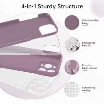 LUHOURI for iPhone 14 Pro Max Case with Screen Protector - Wireless Charging Compatible - Enhanced Camera Cover - Protective Silicone Phone Case with Cute Heart Design for Women 6.7" - Grape Purple