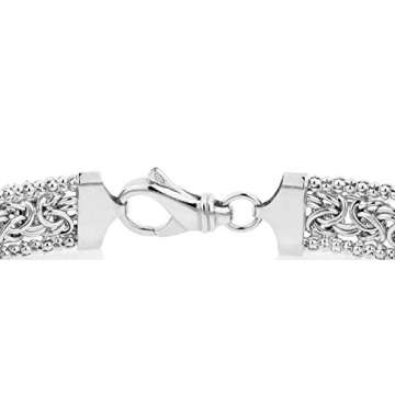 Miabella 925 Silver Byzantine Beaded Mesh Bracelet for Women