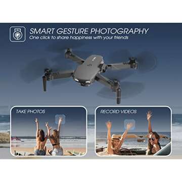 NEHEME NH525 Foldable Drones with 1080P HD Camera for Adults, RC Quadcopter WiFi FPV Live Video, Altitude Hold, Headless Mode, One Key Take Off Kids or Beginners 2 Batteries, Upgraded Version