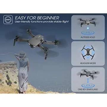 NEHEME NH525 Foldable Drones with 1080P HD Camera for Adults, RC Quadcopter WiFi FPV Live Video, Altitude Hold, Headless Mode, One Key Take Off Kids or Beginners 2 Batteries, Upgraded Version