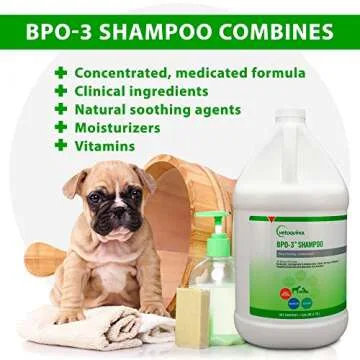 Vetoquinol BPO-3 Shampoo for Dogs, Cats & Horses (3% Benzoyl Peroxide) – 128oz – Deep Cleaning, Medicated Shampoo Opens & Flushes Hair Follicles – Degreases Oily Coats – Soothes Red, Flaky, Itchy Skin