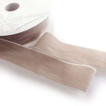 2" Velvet Ribbon Taupe 25 Yards for Crafts and Decor