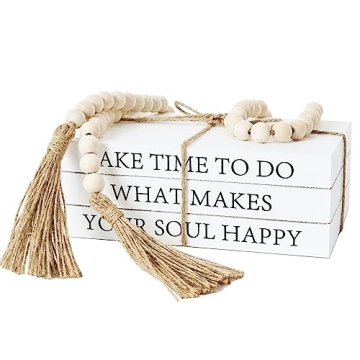 Rustic Decorative Books for Home Decor - White Faux Stacked Display